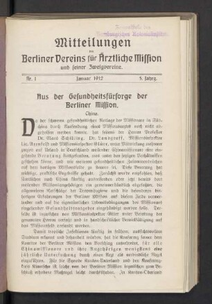 Nr. 1. Januar 1912