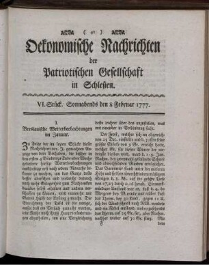 VI. Stück. Sonnabends den 8 Februar 1777.