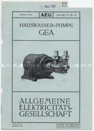 Hauswasser-Pumpe GEA (O) (Liste Kf 2/V, Nr. 10)
