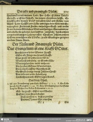 Der Neun und Zwantzigste Psalm. Das Evangelium ist eine Krafft Gottes