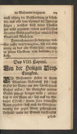 Das VIII. Capitel. Von der Heiligen Drey-Einigkeit.