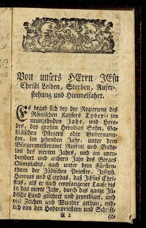 Von unsers Herrn Jesu Christi Leiden, Sterben, Auferstehung und Himmelfahrt.