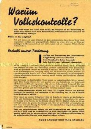 Propagandaflugblatt zur Volkskontrolle und Aufruf zur Mitarbeit