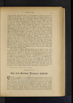 Von den Berliner Theatern 1908/09