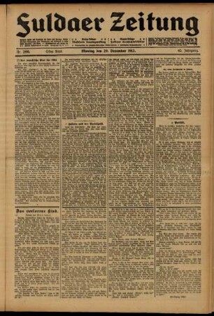 Erste Ausgabe vom Montag, den 29. Dezember 1913.