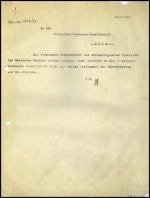 DAI Athen an Griechisch-Deutsche Gesellschaft