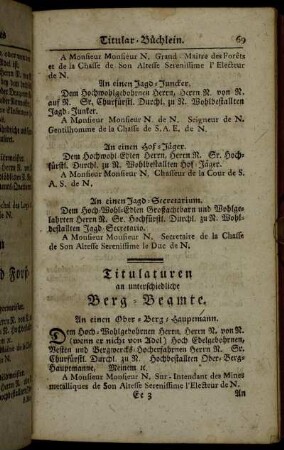 Titulaturen an unterschiedliche Berg-Beamte.
