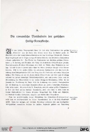 Erster Teil: Die romanische Vorläuferin der gotischen Hl. Kreuzkirche