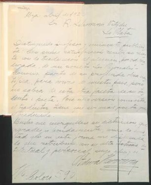 [Carta del autor a Robert Lehmann-Nitsche]