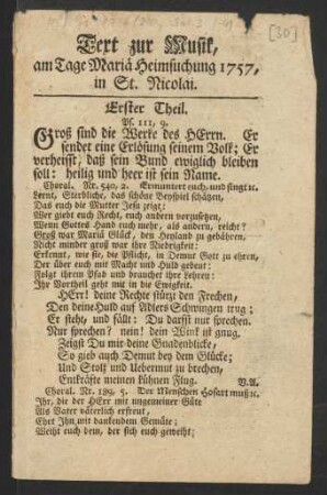 [4 Textdrucke aus den Jahren 1757 und 1762]