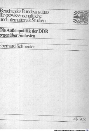 Die Außenpolitik der DDR gegenüber Südasien