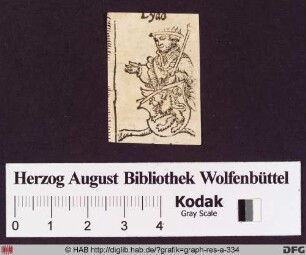 Miniatur-Brustbild eines Königs über Wappenschild mit einem Löwen