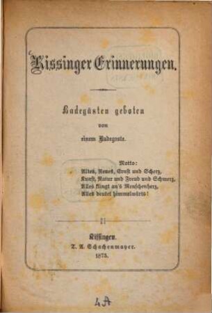 Kissinger Erinnerungen : Badegästen geboten