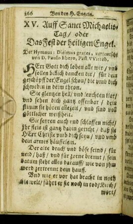 XV. Auff Sanct Michaelis-Tag/ oder Das Fest der heiligen Engel.