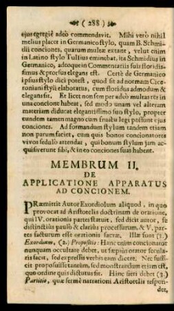 Membrum II. de applicatione apparatus ad concionem