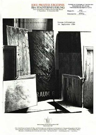 Vorbereitungsmaterialien: Idee Prozess Ergebnis, Ausstellung im Martin-Gropius-Bau 1984