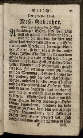 Der zweyte Theil. Mesz-Gebether