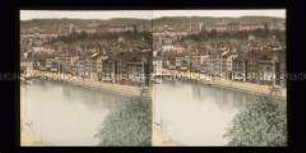 Blick über Hotels und Geschäfte am Limmatquai zum Polytechnikum, Zürich