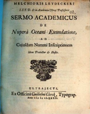 Sermo acad. de nupera Oceani exundatione