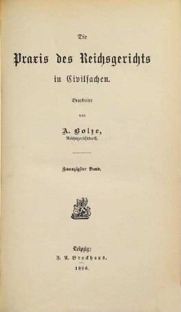 Praxis des Reichsgerichts in Civilsachen, 20. 1896