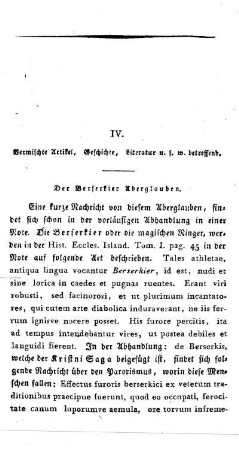 IV. Vermischte Artikel, Geschichte, Literatur u.s.w. betreffend.