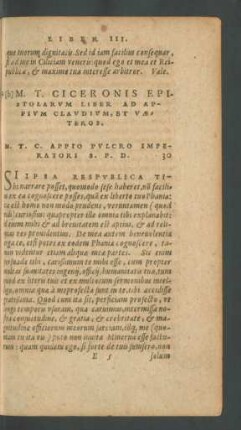 M. T. Ciceronis Epistolarum Liber Ad Appium Claudium, Et Vaeteros.