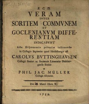 Vera inter soritam communem et Goclenianum differentia