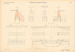 Hasebrücke, Meppen Umbau: Pfeiler: Ansichten, Aufsichten, Schnitte 1:50