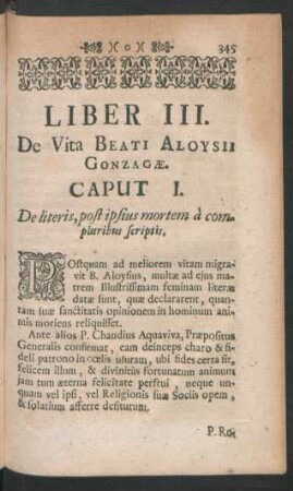 Liber III. De Vita Beati Aloysii Gonzagae