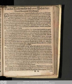 Von den Finsternussen deß 1608. Jahrs/ derselben Effecten und Wirckungen.