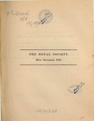 The Royal Society, 1870