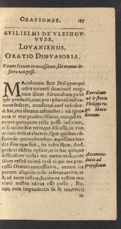 Guilielmi De Vleshouwer, Lovaniensi, Oratio Dissuasoria.