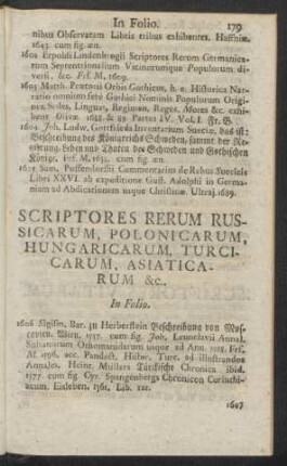 Scriptores Rerum Russicarum, Polonicarum, Hungaricarum, Turcicarum, Asiaticarum &c. In Folio