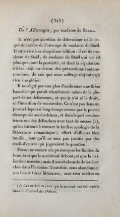 De l'Allemagne ; par madame de Stael