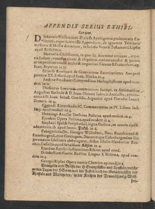 Appendix Serius Exhibitorum.