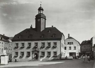 Meerane, Marktplatz mit Rathaus, Nordansicht
