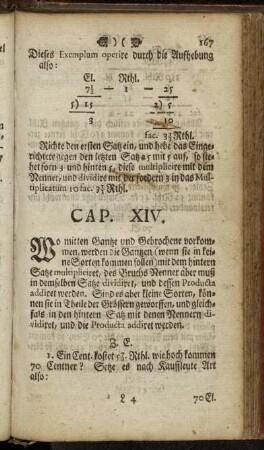 Cap. XIV. Wo mitten Gantze und Gebrochene vorkommen, [...]