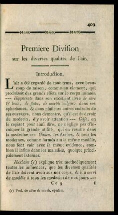 Premiere Division sur les diverses qualités de l'air