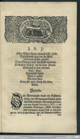 Leichenpredigt : Vorrede. Textus. Eingang. Abhandlung. Allgemeine Anwendung