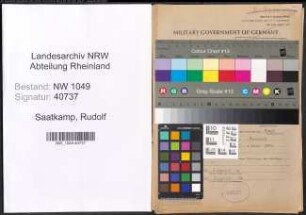 Entnazifizierung Rudolf Saatkamp , geb. 15.12.1896 (Rohrmeister)