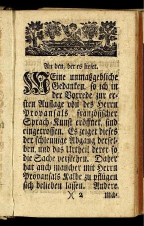 An den, der es lieset.