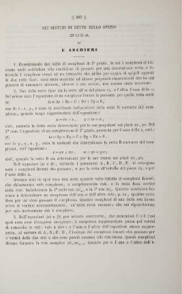 Sui sistemi di rette nello spazio.