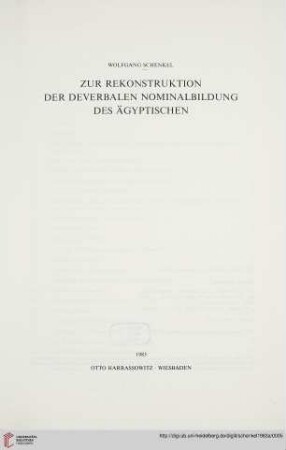 Zur Rekonstruktion der deverbalen Nominalbildung des Aegyptischen