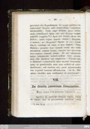 VII. De fructu passionis Dominicae. Mea spes est passio Christi.