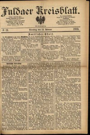 Ausgabe vom Dienstag, den 14. Februar 1893.