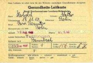Gesundheitsbescheinigung des Durchgangslagers Leonberg-Malmsheim