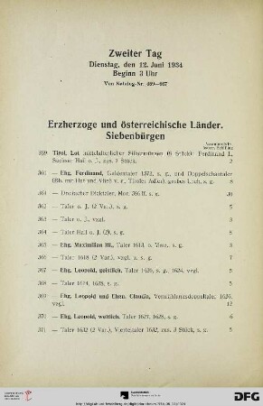 Zweiter Tag, Dienstag, den 12. Juni 1934, Beginn 3 Uhr (Nr. 359-667)
