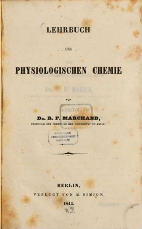 Lehrbuch der physiologischen Chemie