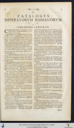 V. Catalogus Imperatorum Romanorum.
