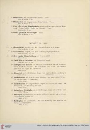 Arbeiten in Glas (Nr. 61-79)